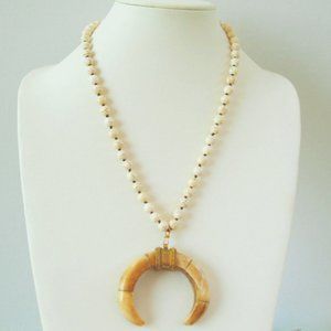 Gemstone Necklace with Horn Pendant
